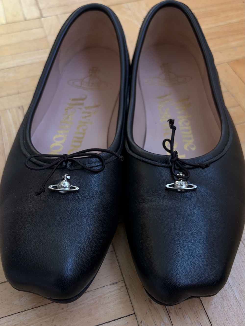 Vivienne Westwood Brigitte Black Leather Ballet Flat